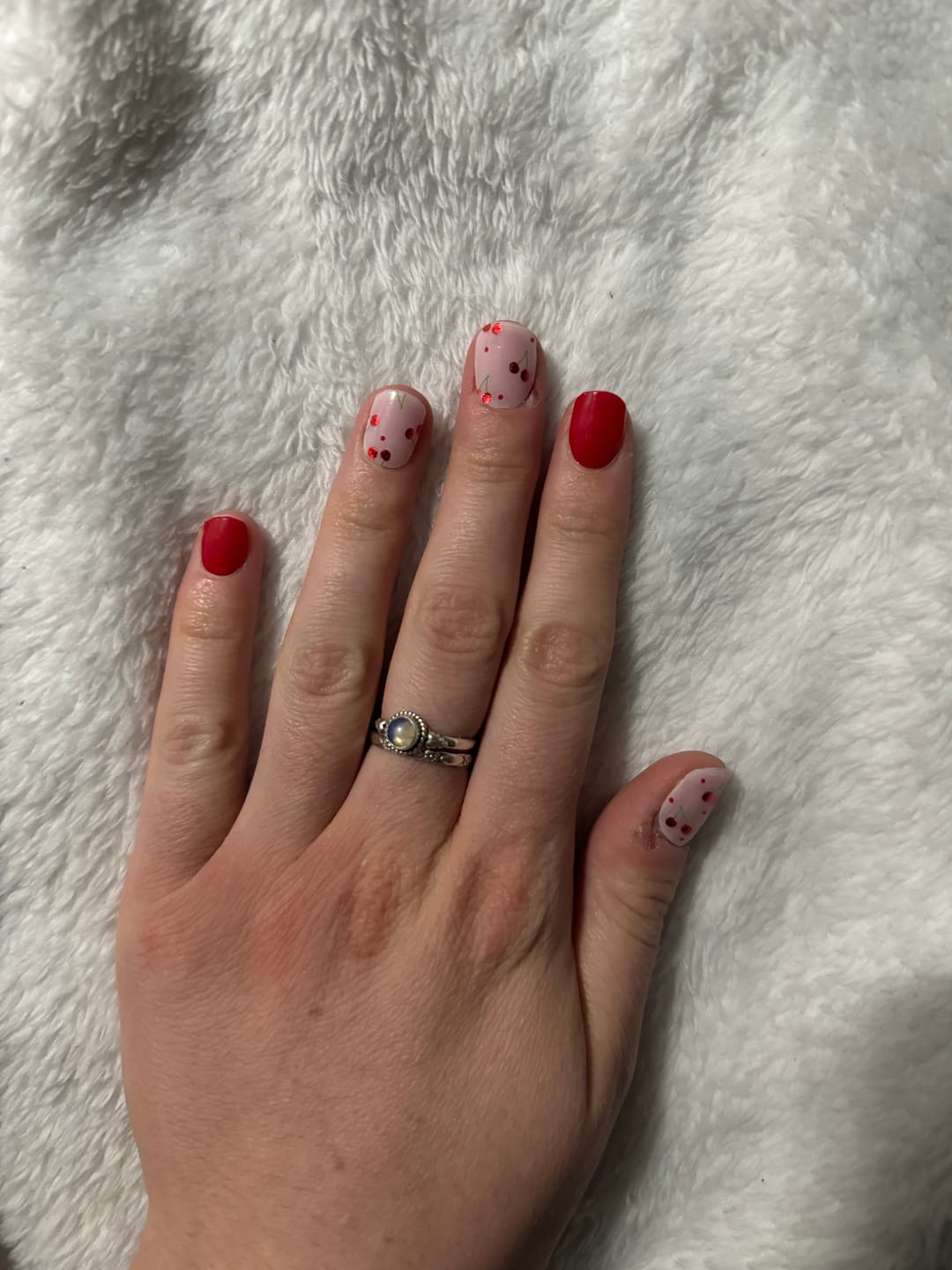 Customer photo review of Cherry Pop DIY Semicured Gel Nail Sticker Kit (LIMITED EDITION)