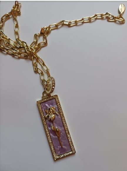 Customer photo review of Heidi Daus®"Flower Of The Moment" Crystal & Enamel Chain Enhancer Floral Necklace