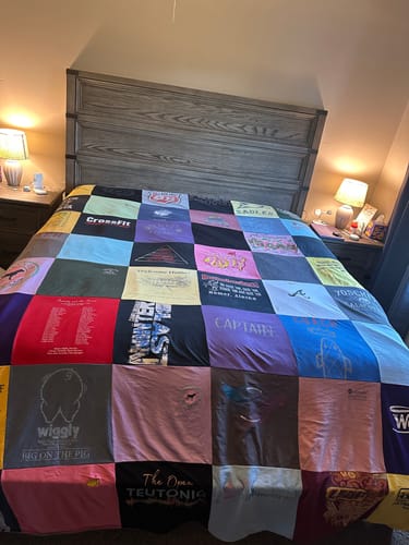 T-shirt quilt with fitness, team leadership themes by Emily from NE