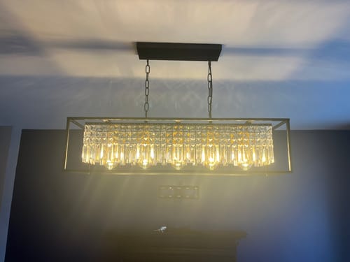 Customer photo review of Modern Rectangle Crystal Kitchen Island Chandelier