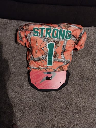 Customer photo review of Phenom Elite Football Back Plate - Orange with Chrome P Logo
