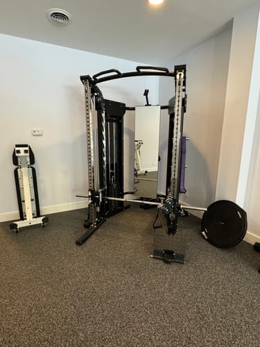 Customer photo review of Jacked Up Power Rack EVOLUTION All-In-One Functional Trainer Cable Crossover Cage Home Gym w/ Smith Machine