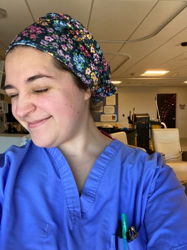 Customer photo review of Scrub Hat - Garden Floral