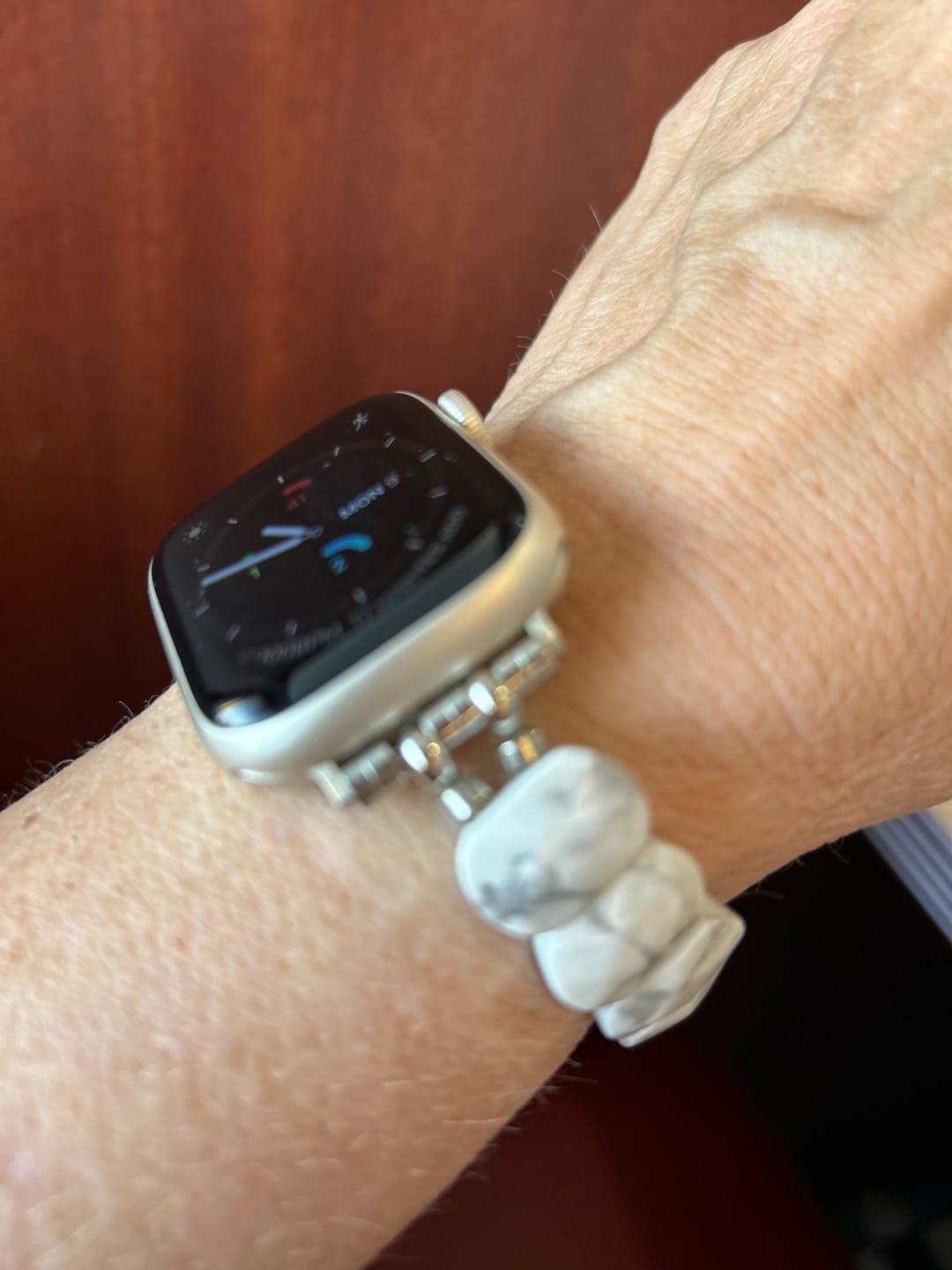 Customer photo review of Whimsical Howlite Stretch Apple Watch Strap
