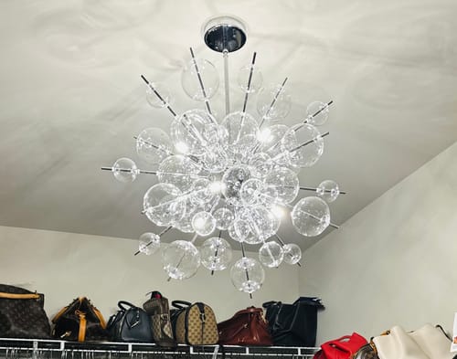 Customer photo review of 6-Light Glass Globe Bubble Sputnik Sunburst Chandelier
