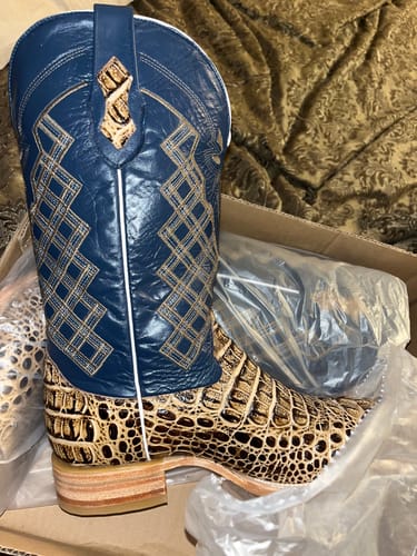 Customer photo review of Men’s Orix Crocodile Leather Boots With Blue Shaft