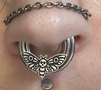 Customer photo review of Death's Head Moth Septum + Daith Ring