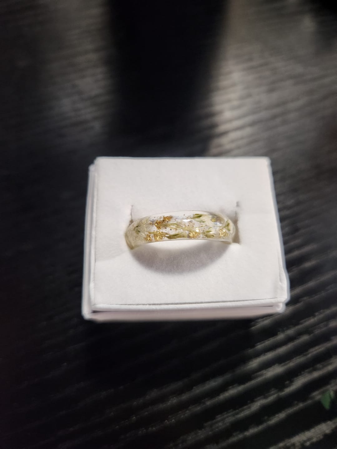 Customer photo review of Yellow Flower Ring with Cremains
