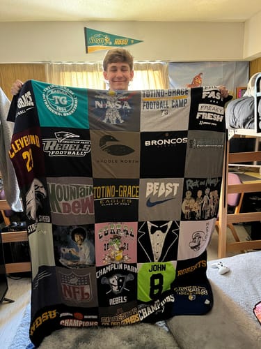 T-shirt quilt featuring broncos, rebels by Michelle from MN