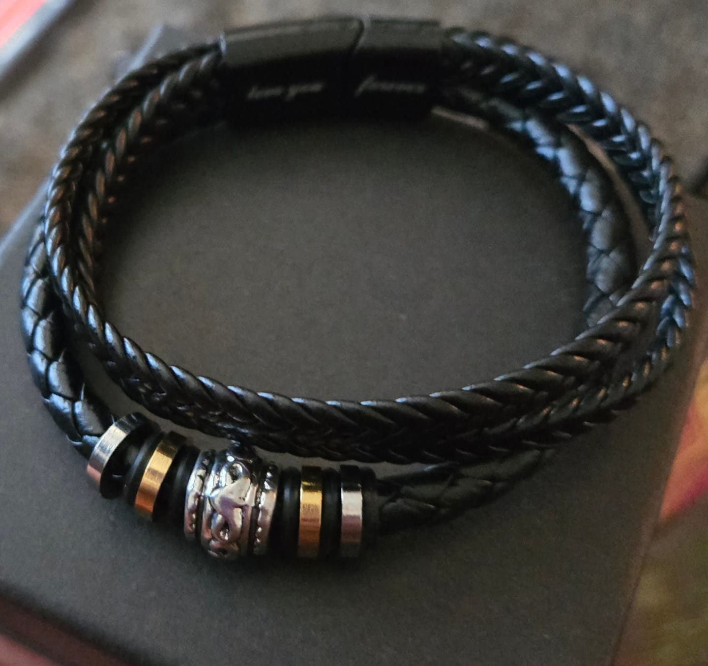 Customer photo review of To My Grandson | Braided Leather Bracelet Gift Set - SS585