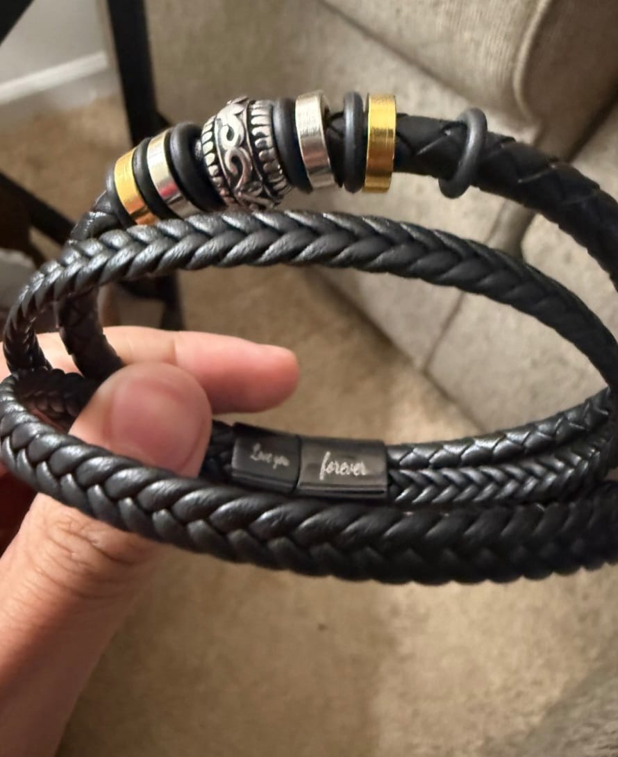Customer photo review of Love You Forever | Men's Leather Gift Bracelet