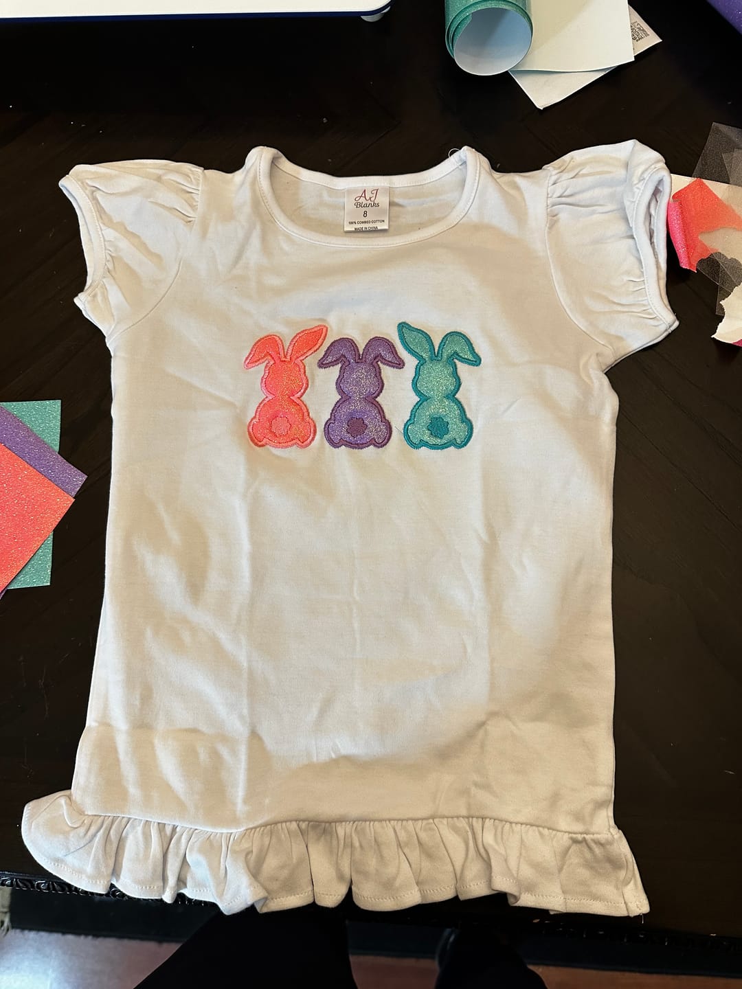 Customer photo review of Girl's Short Sleeve RUFFLE BOTTOM Shirts