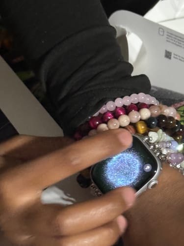Customer photo review of Seaside Dreams Stretch Apple Watch Strap