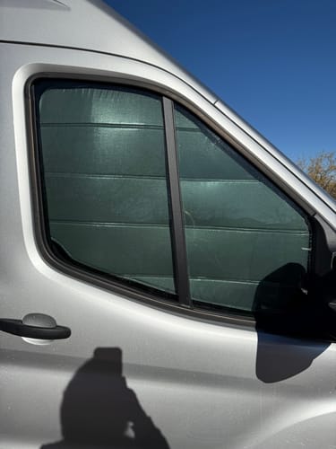 Customer photo review of Transit - Front Door Shades (set)