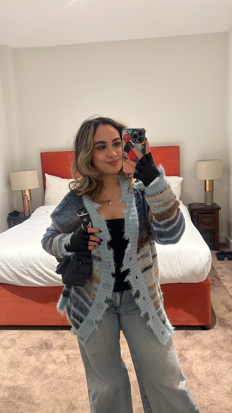 Customer photo review of Aelfric Eden Fringe Stripe Cardigan