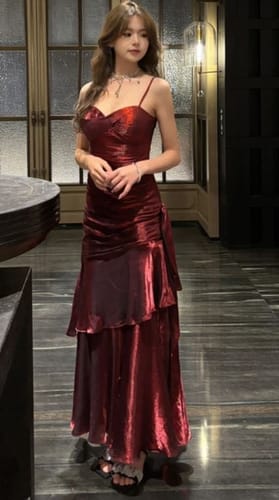 Customer photo review of Pamela Scarlet Enchanting Ruffled Tiered Maxi Dress