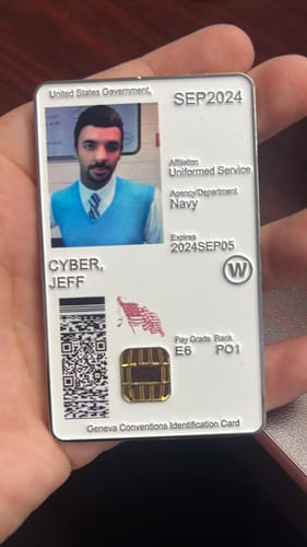 Customer photo review of Personalized CAC Card Army Veteran Air Force Veteran Navy Marine USCG Any Branches Challenge Coin