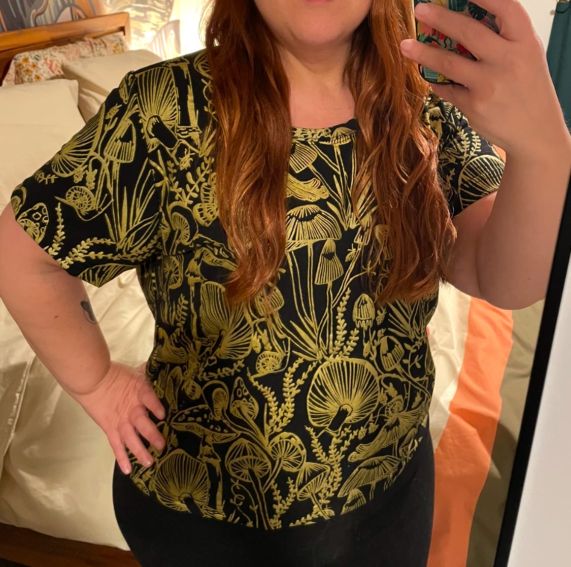 Customer photo review of Gold on Black Shroomed Amie Tee