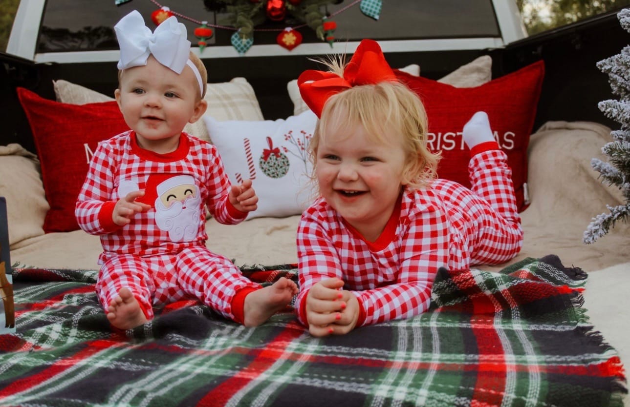 Customer photo review of Happy Santa Pink Gingham Pajamas