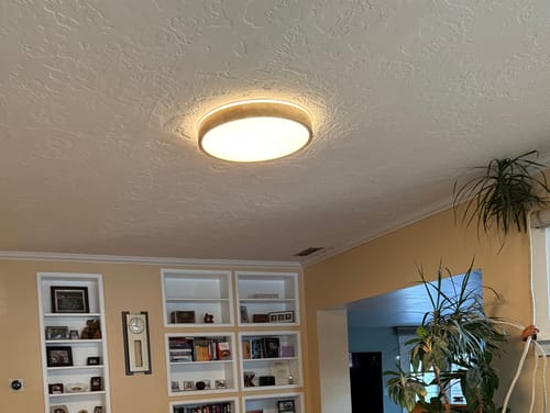 Customer photo review of Scandinavian Wooden Round LED Flush Mount