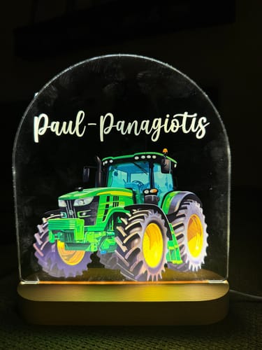 Customer photo review of Traktor Nachtlicht mit eigenem Namen