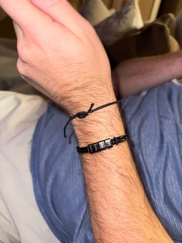 Customer photo review of Dan Bracelet - Dad Bracelet with kid's names - Black