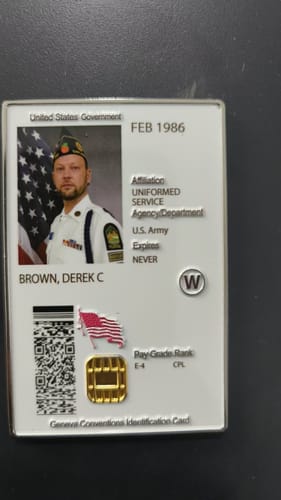 Customer photo review of Personalized CAC Card Army Veteran Air Force Veteran Navy Marine USCG Any Branches Challenge Coin