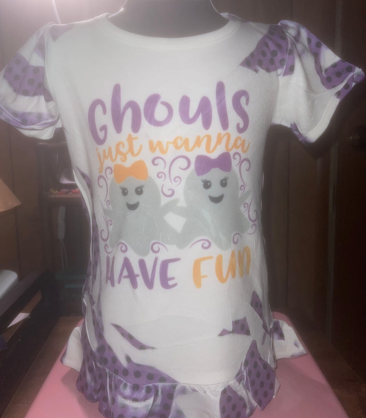 Customer photo review of Girl's SUBLIMATION RUFFLE Short Sleeve Shirt