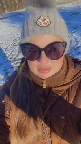 Customer photo review of BEANIE HAT IN ASH GRAY WOOL WITH POM POM 438107