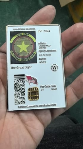 Customer photo review of Personalized CAC Card Army Veteran Air Force Veteran Navy Marine USCG Any Branches Challenge Coin