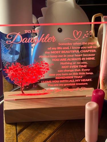 Customer photo review of Daughter "Most Beautiful Chapter" LED Acrylic Plaque