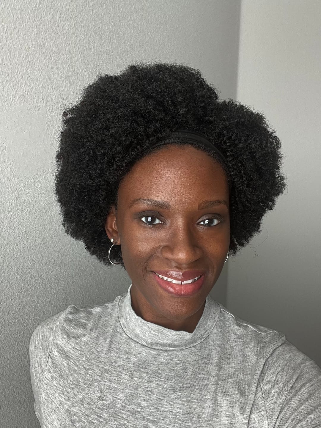 Customer photo review of Mary Afro Kinky Curly Human Hair Headband Wig