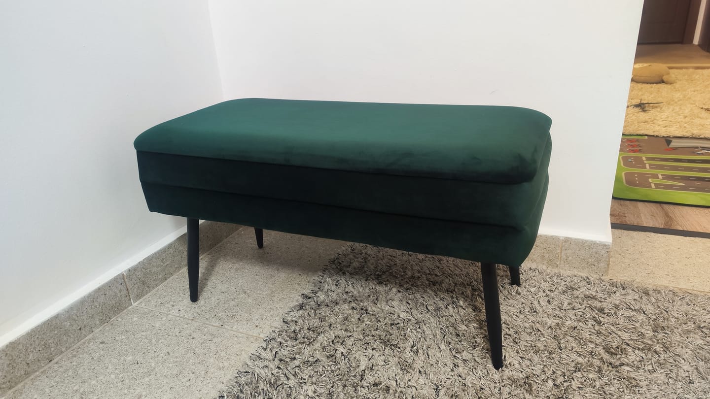Customer photo review of Bancheta VELVA, stofa catifelata verde inchis, 78x35x40 cm