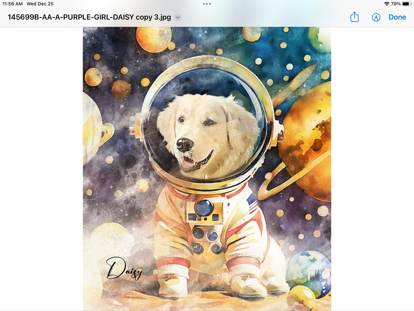 Customer photo review of Watercolor Pet Art - Pet Galaxy (PG)