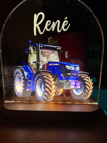 Customer photo review of Traktor Nachtlicht mit eigenem Namen