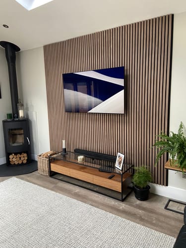 Customer photo review of Wooden Wall Panel | Walnut | Premium 3-sided Wood Veneer
