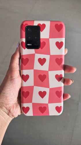 Customer photo review of Heart Print Twist Checkered Phone Case Cover
