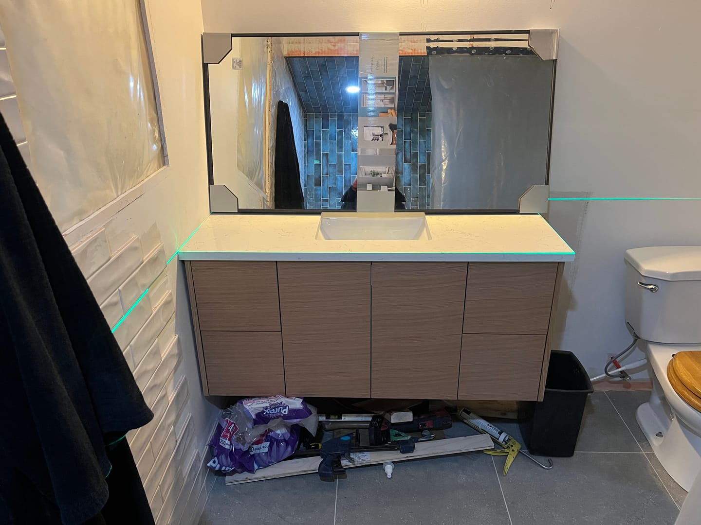 Customer photo review of Ashbury 48" Wall Mount Natural White Oak Bathroom Vanity