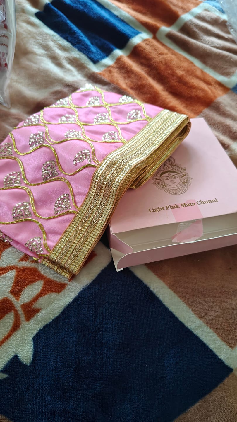 Customer photo review of Premium Soft Pink Mata Chunri 26" | Pink and Golden