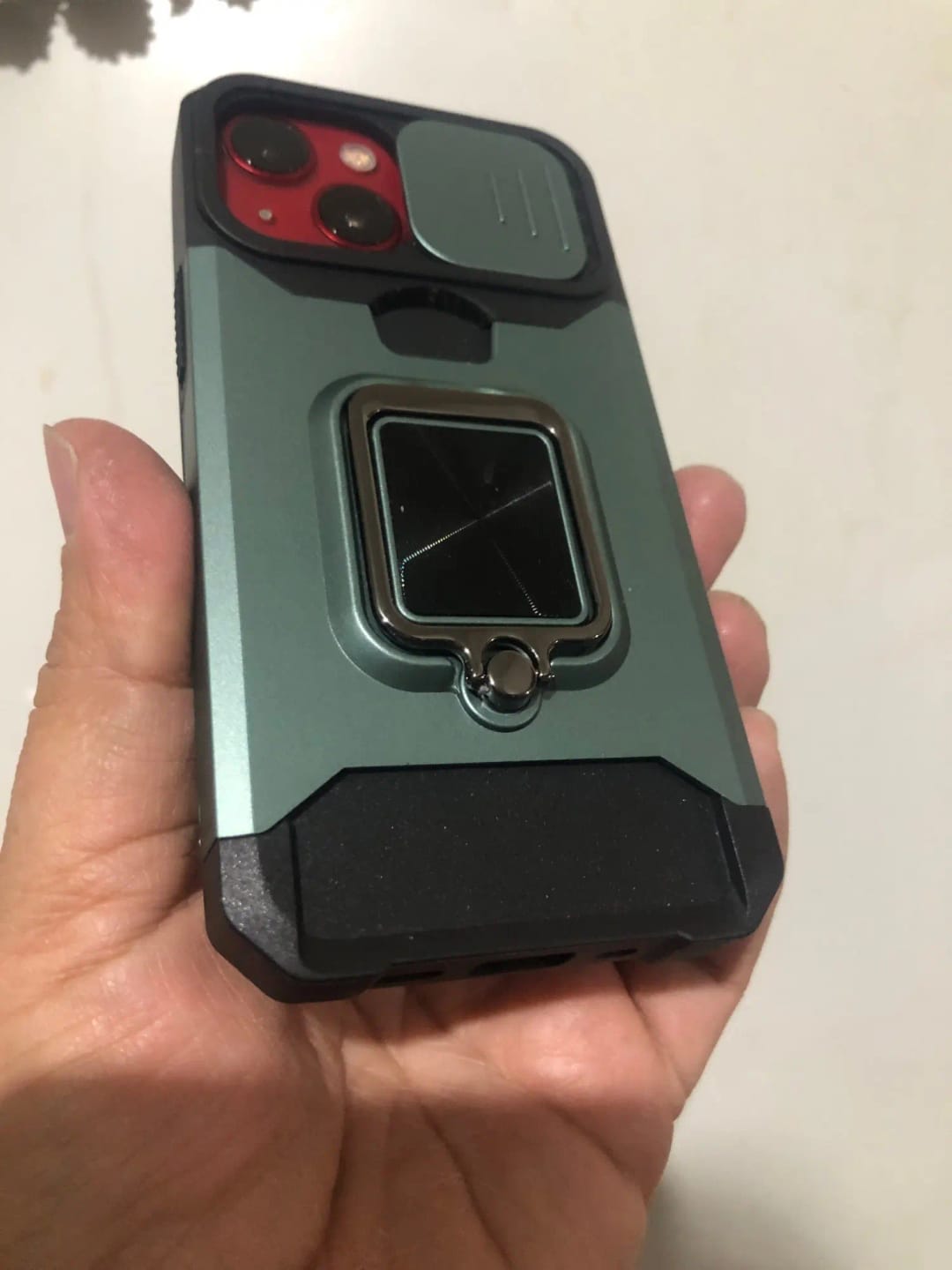 Customer photo review of LuxuryKase LK177 Camera Slide Protection Card Holder Heavy Protective Ring Magnetic Kickstand Armor Case Cover For iPhone 13 14 15 Plus Pro Max