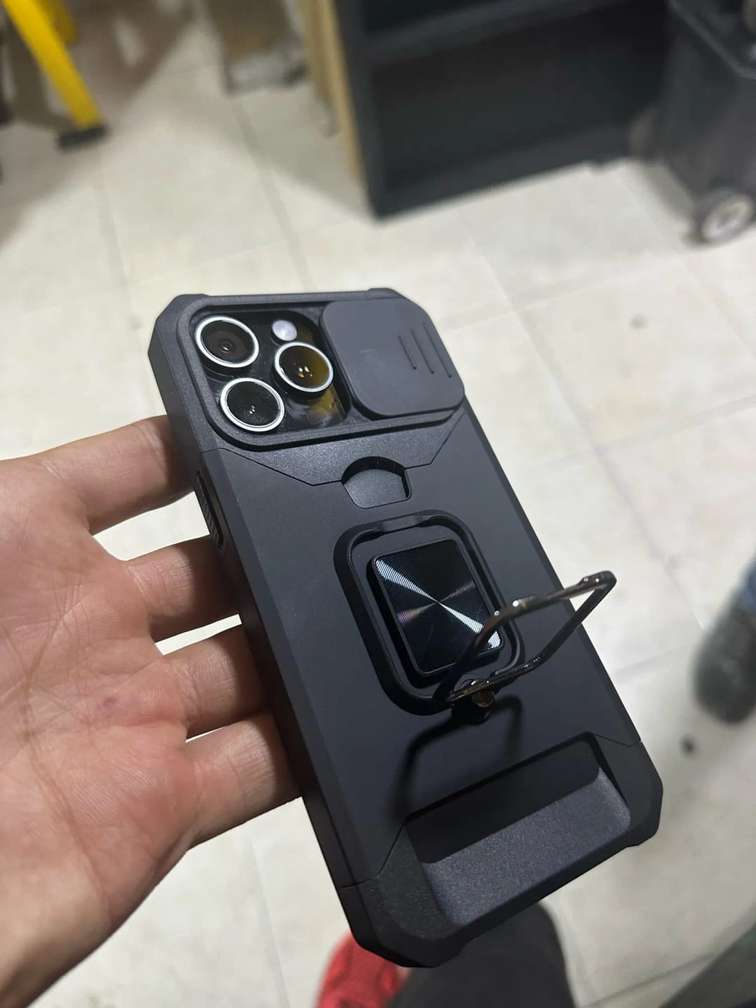 Customer photo review of LuxuryKase LK177 Camera Slide Protection Card Holder Heavy Protective Ring Magnetic Kickstand Armor Case Cover For iPhone 13 14 15 Plus Pro Max