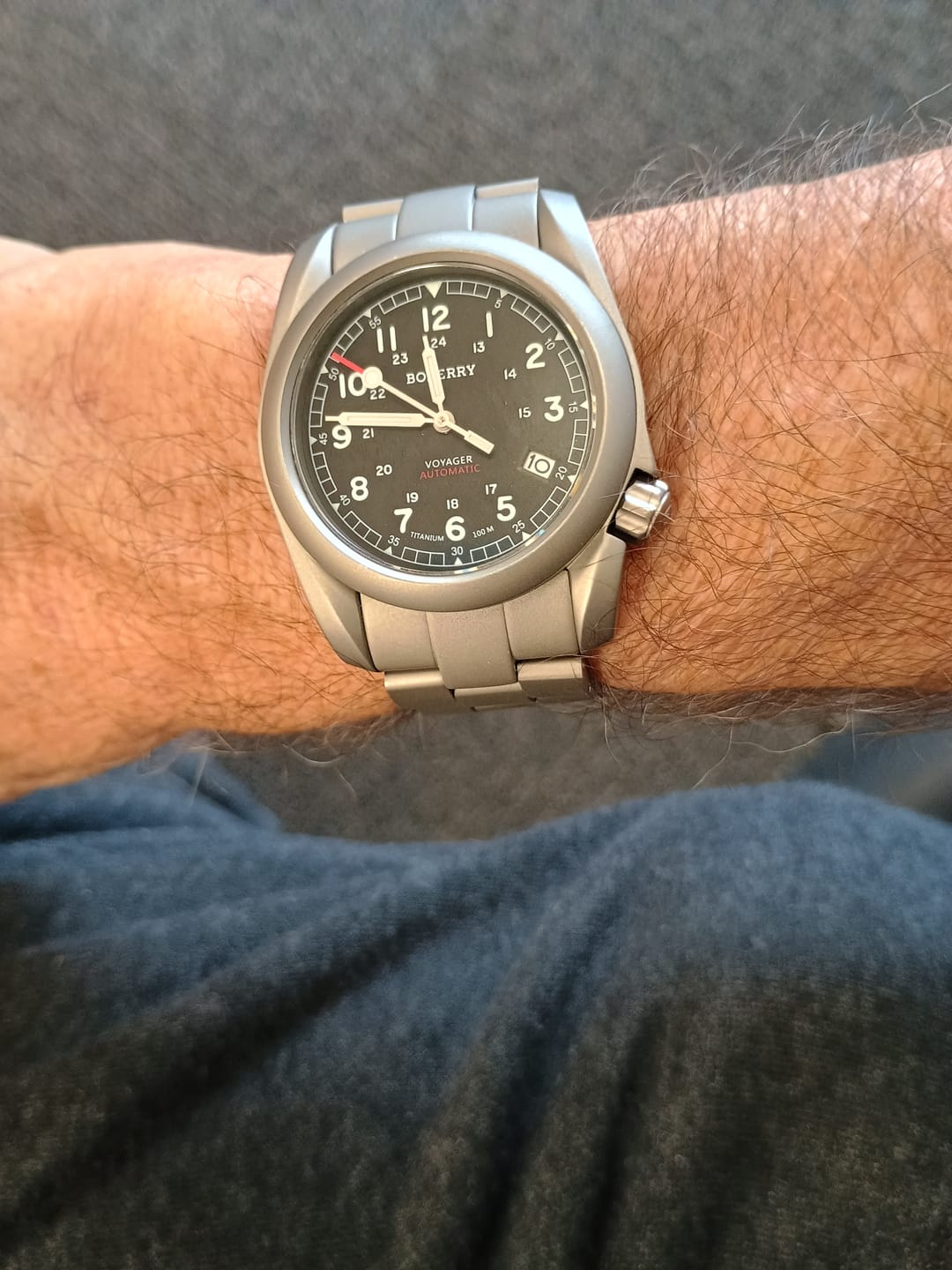 Customer photo review of VOYAGER - 100M Waterproof Titanium Automatic Field Watch | Black-bracelet