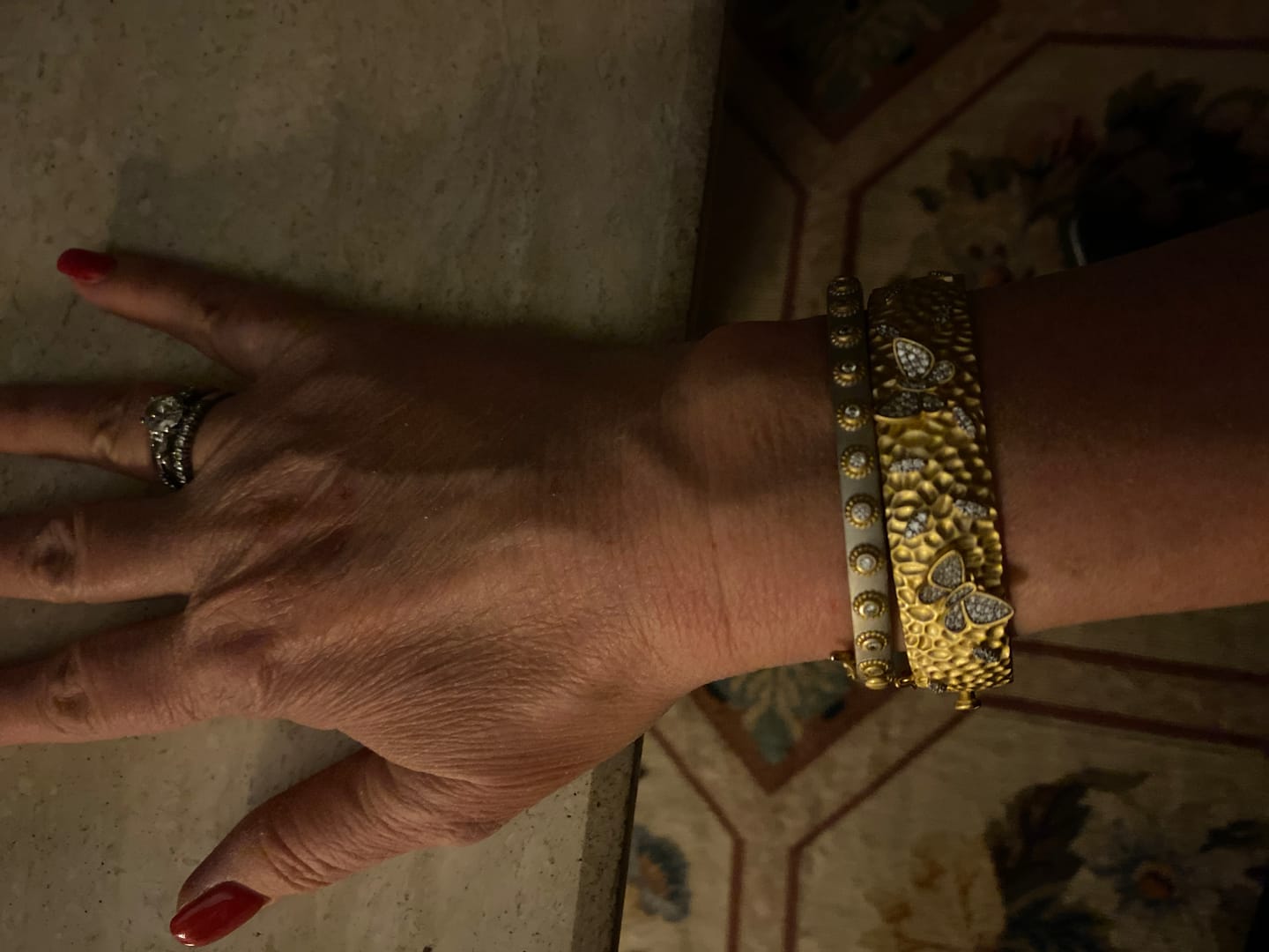 Customer photo review of Butterflies in Bloom Textured Hinge Statement Bracelet