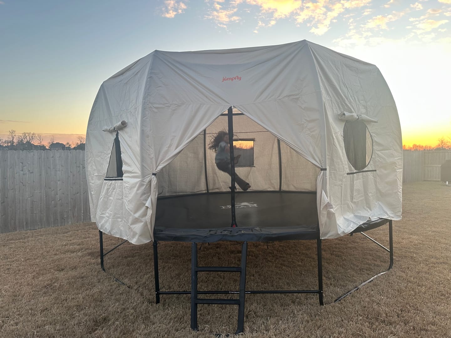 Customer photo review of Trampoline Tent for 14 FT Curved Pole Round Trampoline