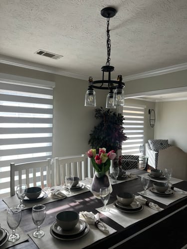 Customer photo review of SmartWings Motorized Zebra Shades 90% Blackout 95mm Astrid