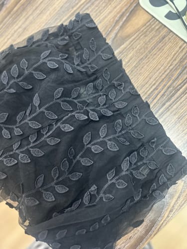 Customer photo review of Queen Temperament Leaf Pattern Mesh High Rise Flare Pants(Shipped Within 24 Hours)
