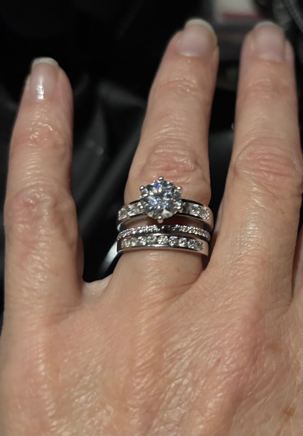 Customer photo review of Round Cut Moissanite Channel Set Engagement Ring