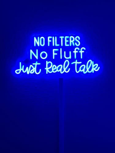 Customer photo review of No Filters No Fluff - Premium Neon Artwork