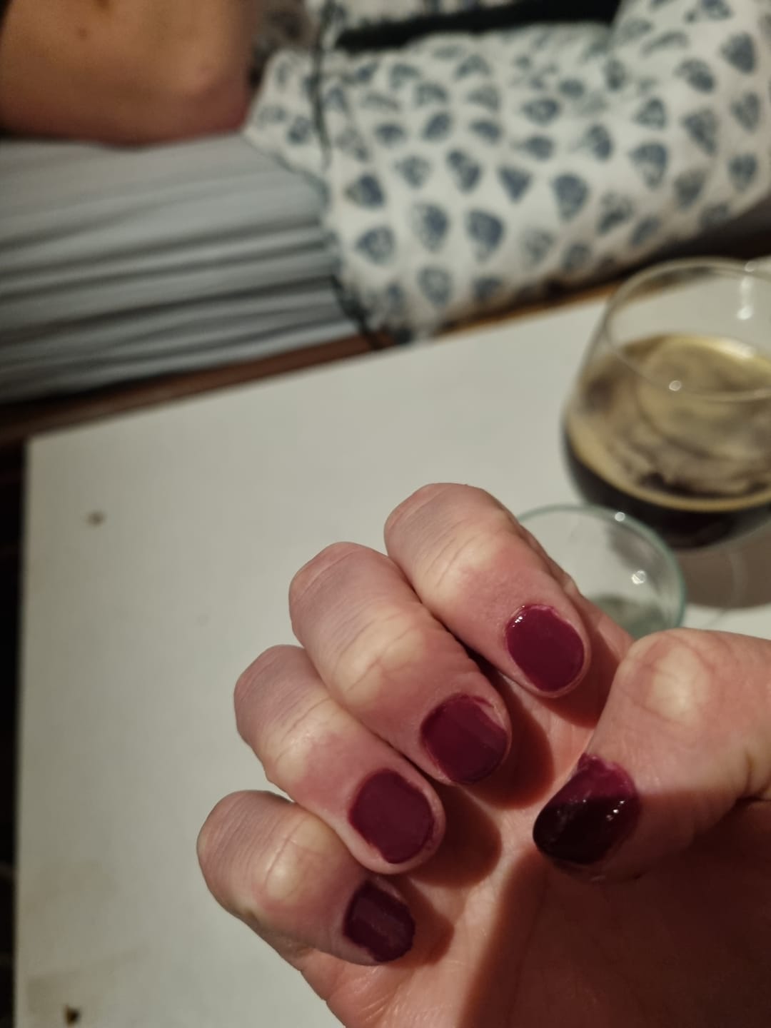 Customer photo review of Dark Reddish Purple Dipping Powder