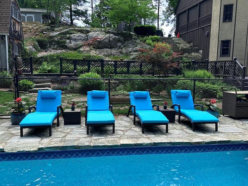 Customer photo review of Homrest Chaise Lounge Chairs Set of 4 for Outside, PE Rattan Wicker, Blue